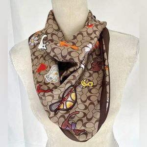 NWT SOFT C SMALL ANIMALS SCARF BROWN & MULTICOLORED Approx 26“ X 26“ NEW
